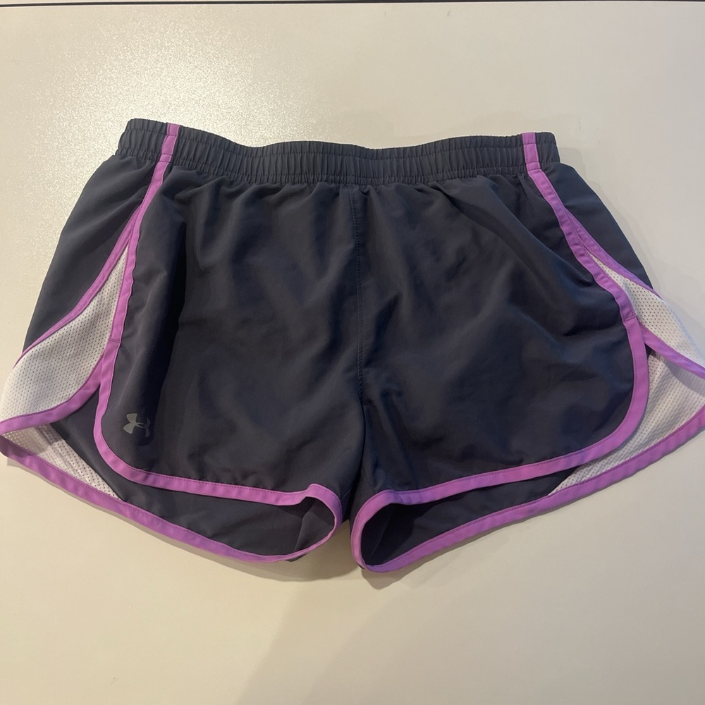 Under Armour Black and purple Athletic Shorts Moisture-Wicking Design